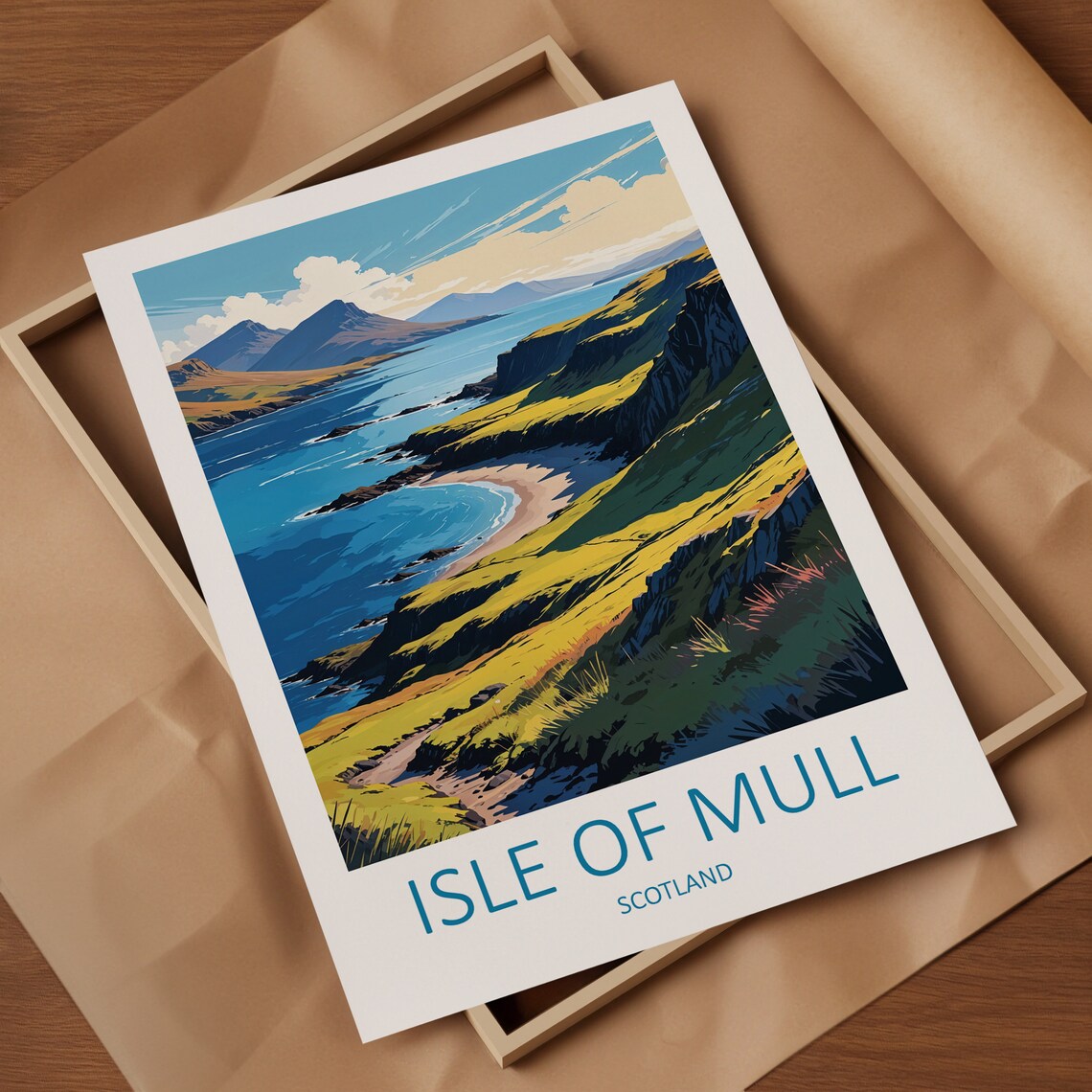 Isle Of Mull Scotland Green Cliff Cove Bay Vintage Travel Poster - Image 4