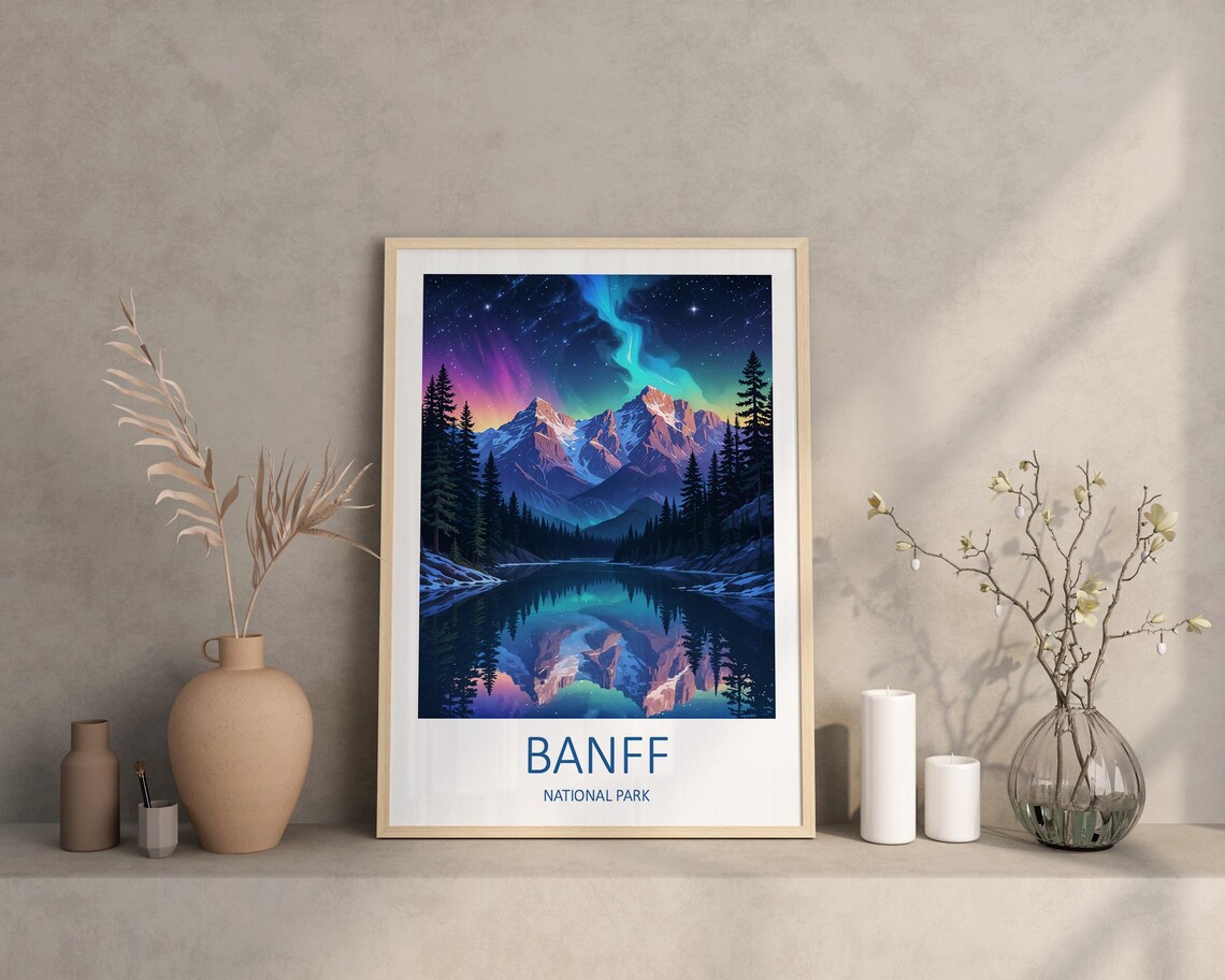Banff Travel Poster, Rocky Mountains Canada - Image 2
