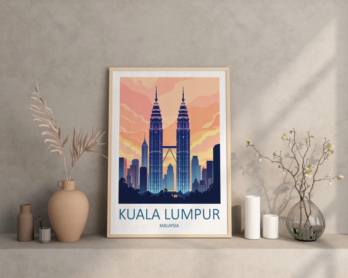 Kuala Lumpur Print Malaysia Travel Print Petronas Towers Kuala Lumpur Wall Art Kuala Lumpur Poster Malaysian Wall Art Travel Wall Art - Image 2