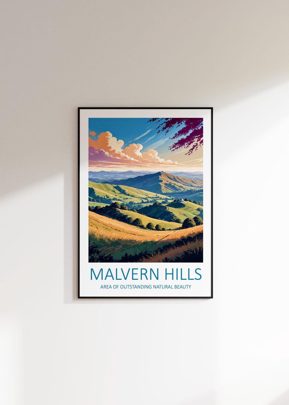 Malvern Hills England Rolling Green Hills Evening Travel Poster - Image 2