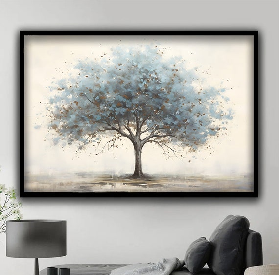 Blue Tree Wall Decor, Tree Art Poster