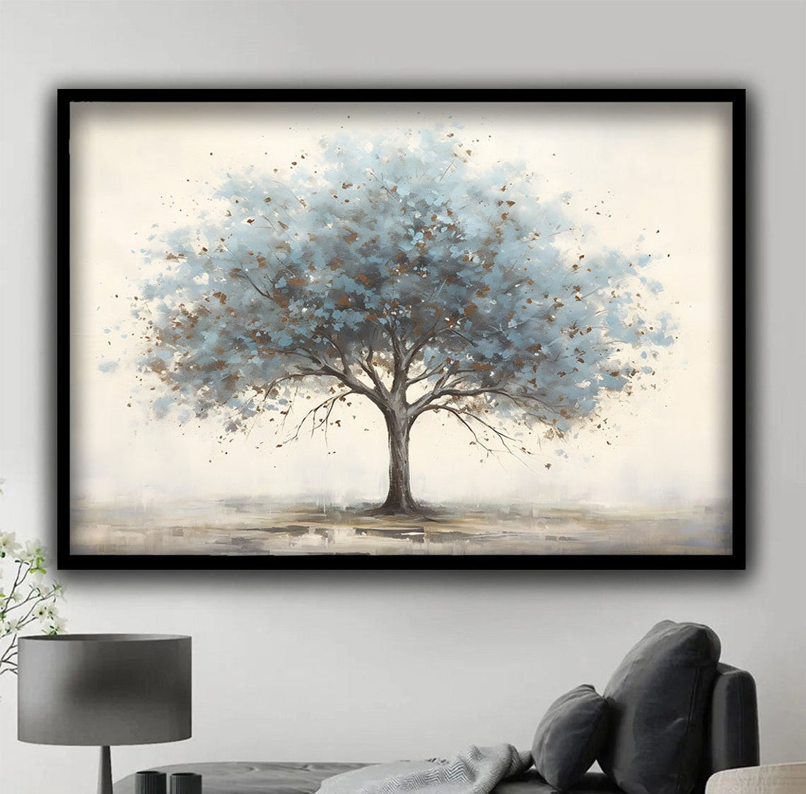 Blue Tree Wall Decor, Tree Art Poster