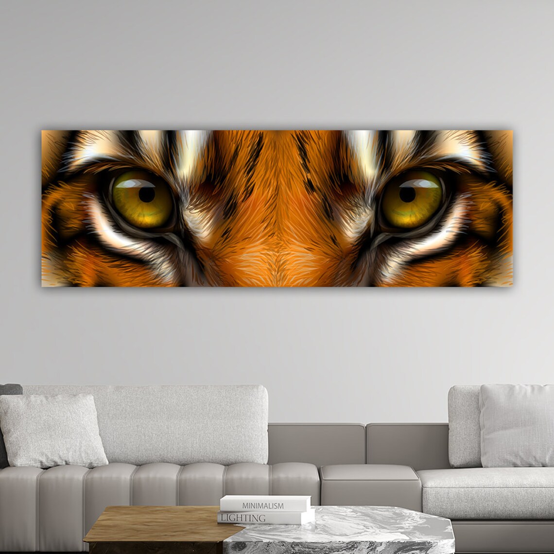 Tiger Eye Painting, Panoramic Tiger Portrait Art Print