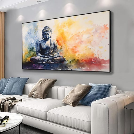 Abstract Buddha Wall Art Buddha Painting Print Meditation Decor Religious Art Abstract Buddha Modern Decor Indian Large Wall Art