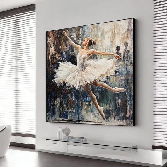 Abstract Ballet Dancing Girl Painting On Girl With Ballet Laces Wall Art Artistic Wall Decor Living Room Decor Ballet Art