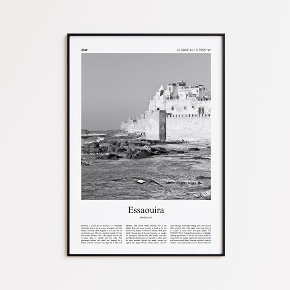 Essaouira Black And White Print Photo Poster Travel Gift Morocco Wall Art Minimal Home Decor