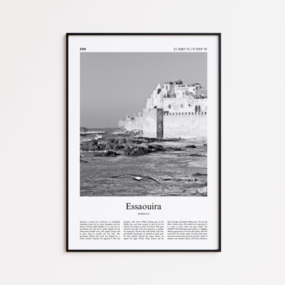 Essaouira Morocco Fortress Black And White Travel Photo Poster
