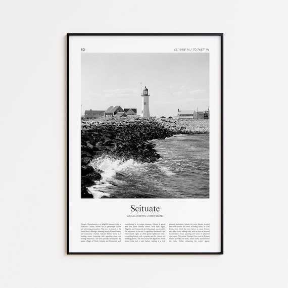 Scituate Massachusetts Lighthouse Black And White Photo Poster