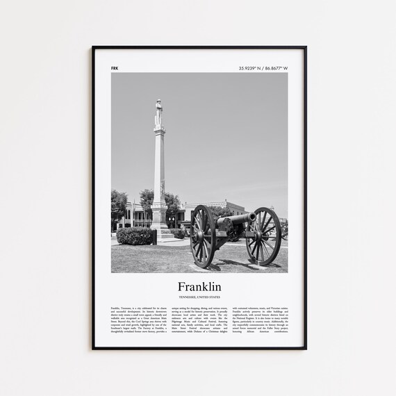 Franklin Tennessee Black and White Travel Poster Historic Monument Photo