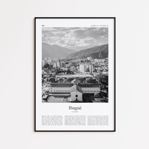 Ibagu Black And White Print Photo Poster Ibague Travel Gift Colombia Wall Art Minimal Home Decor