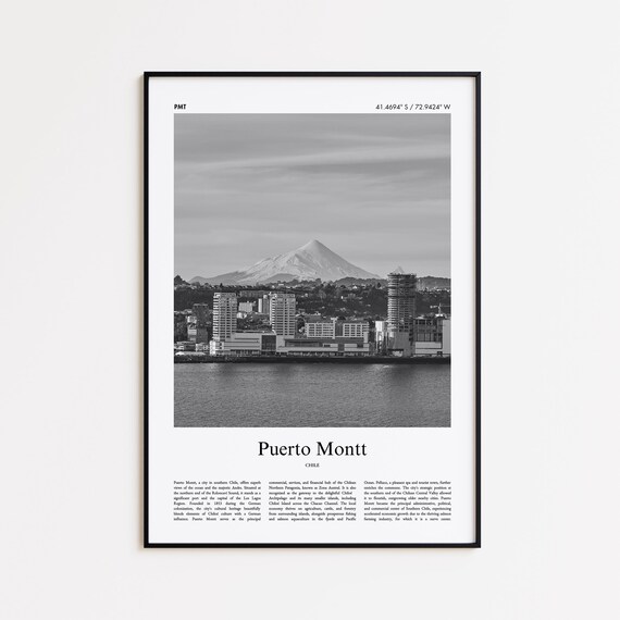 Puerto Montt Black And White Print Photo Poster Travel Gift Chile Wall Art Modern