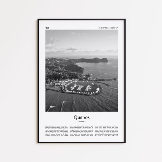 Quepos Black and White Travel Poster, Costa Rica
