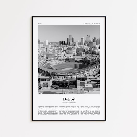 Detroit Michigan Skyline Black And White Stadium View Photo Poster