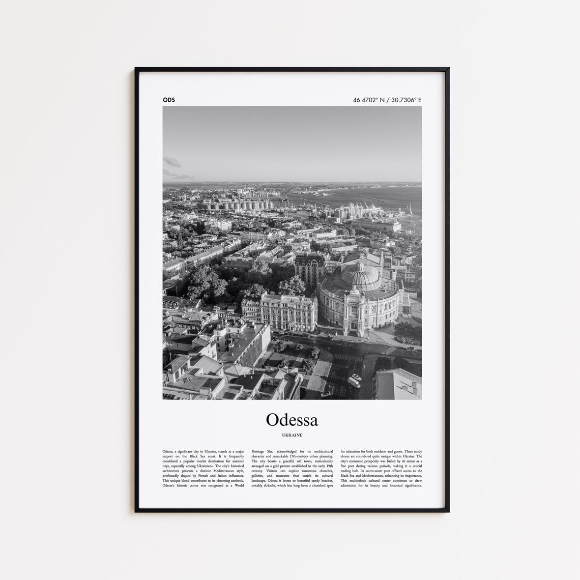 Odessa Ukraine Black And White Opera House Aerial Photo Poster