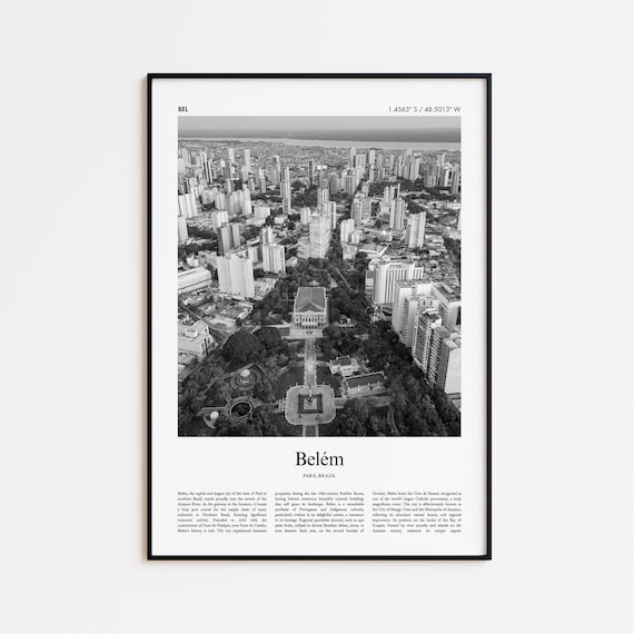 Belem Para Brazil Black and White Aerial City Photo Travel Poster