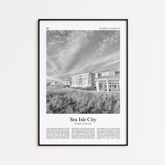 Sea Isle City Black And White Print Photo Poster Travel Gift New Jersey United States Usa