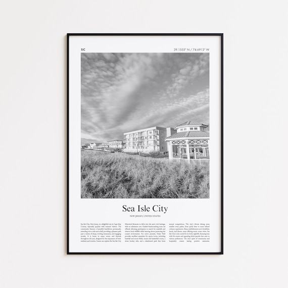Sea Isle City New Jersey Beach Houses Black And White Photo Poster