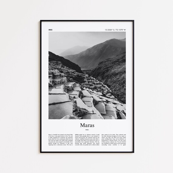 Maras Black And White Print Photo Poster Travel Gift Peru Wall Art Minimal Home Decor