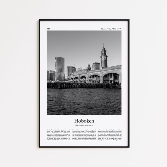 Hoboken Black And White Print Photo Poster Travel Gift New Jersey United States Usa Wall Art