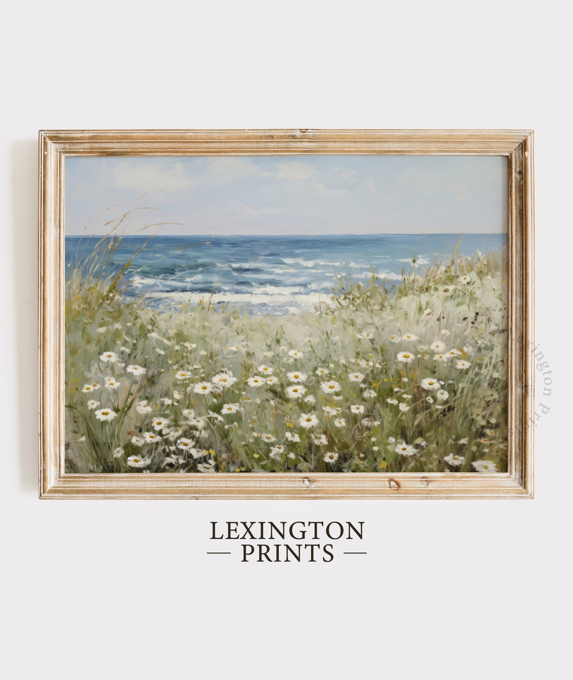 Coastal Wildflower Field Landscape Painting Vintage Coastal Print Summer Print Spring Print Floral Art Farmhouse Wall Art Sea 674 - Image 6