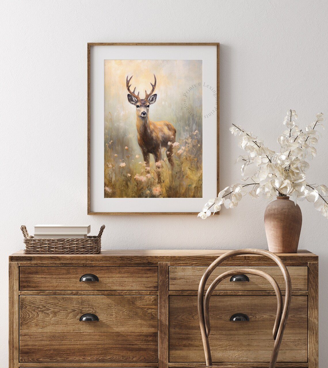 Deer Buck Antlers Wildflower Meadow Spring Woodland Animal Painting Poster - Image 8