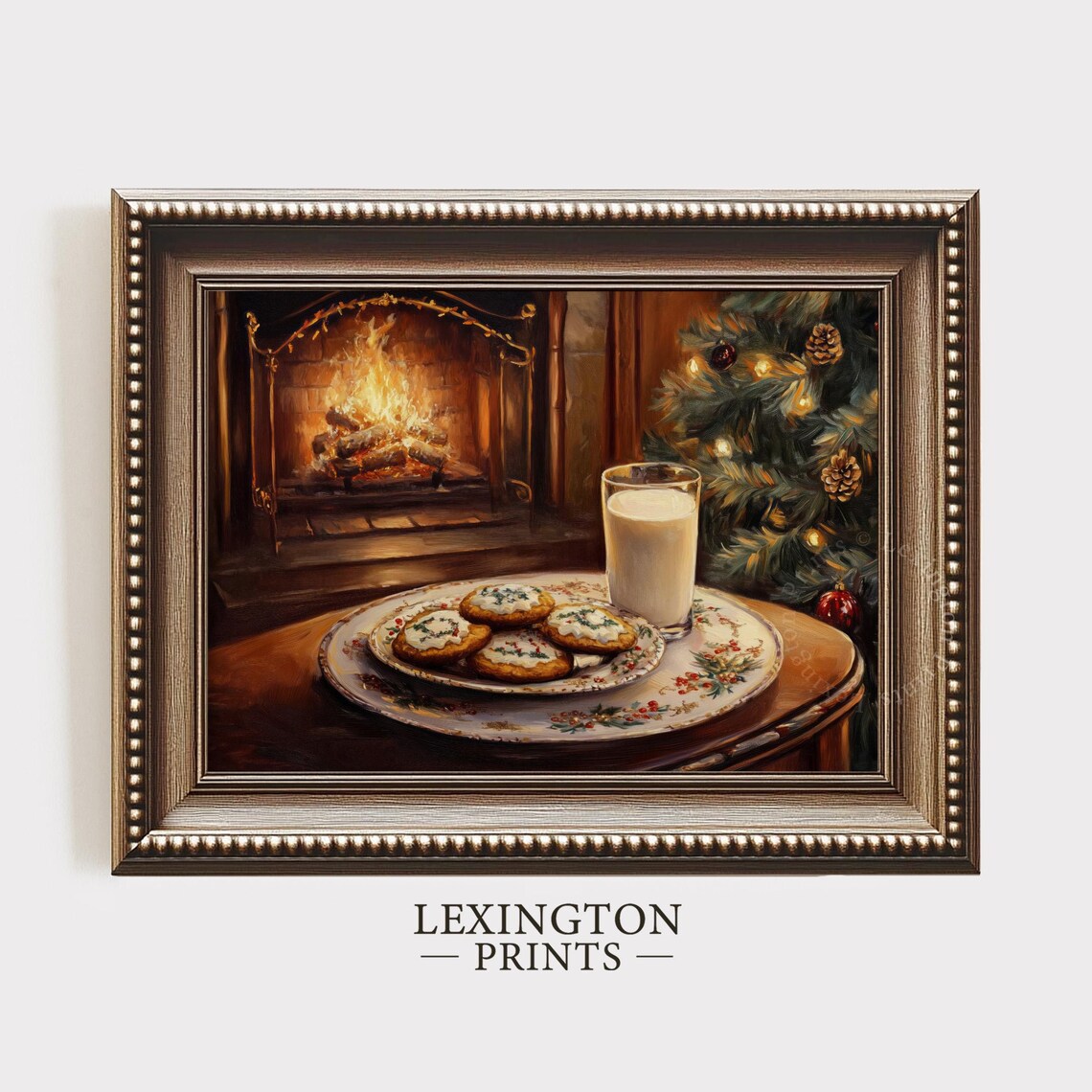 Cookies and Milk by Fireplace Christmas Tree Cozy Holiday Night Poster - Image 6