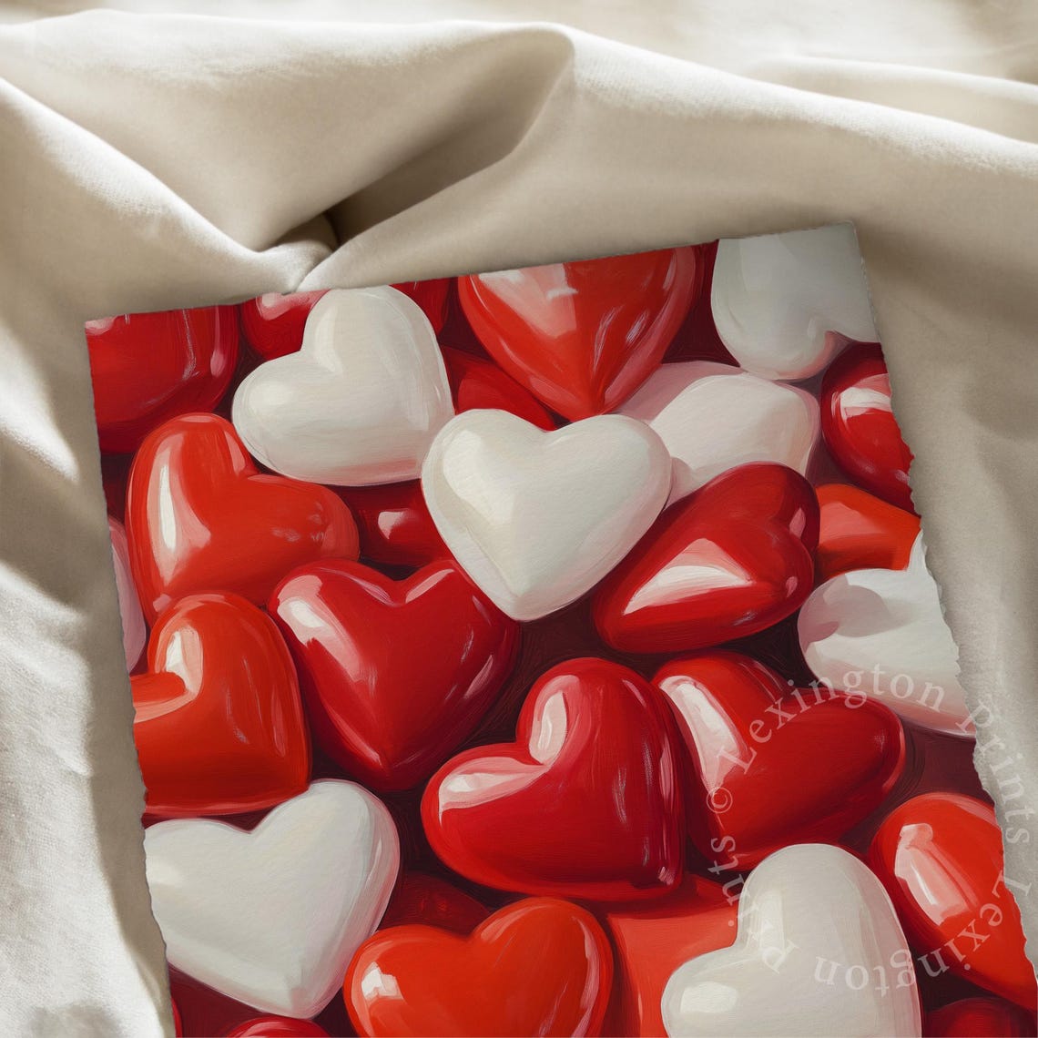 Glossy Red White Candy Hearts Valentine Day Romance Bedroom Poster - Image 7