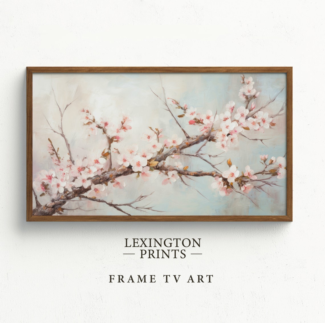 Pink Cherry Blossom Branches Against Soft Blue Sky Spring Poster - Image 5