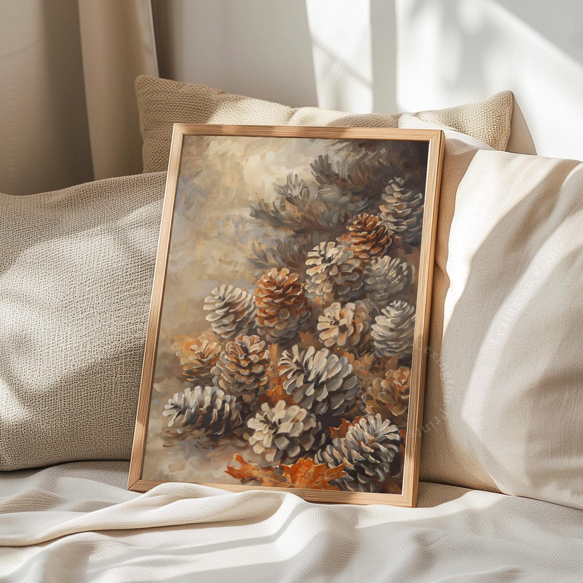 Pine Cones Cluster in Warm Neutral Tones Botanical Fall Poster - Image 4