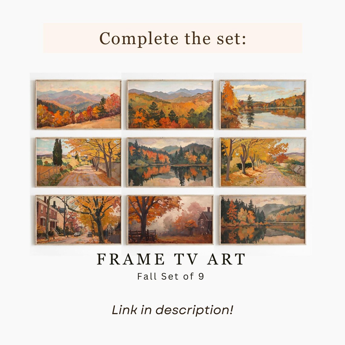 Foggy Autumn Farmhouse with Orange Trees and Fence TV Art Poster - Image 2