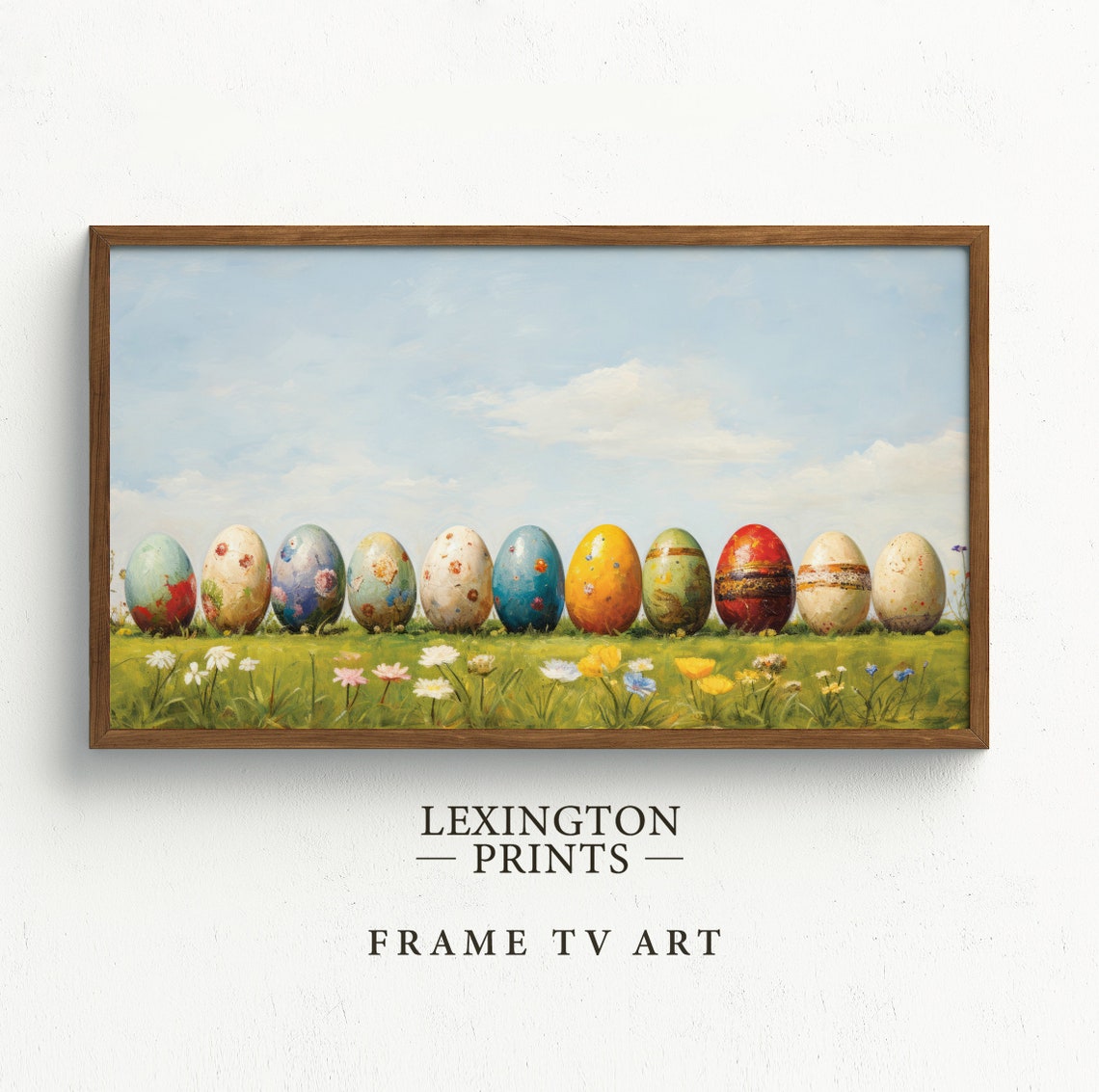 Painted Easter Eggs in Wildflower Meadow Spring Scene Poster - Image 5