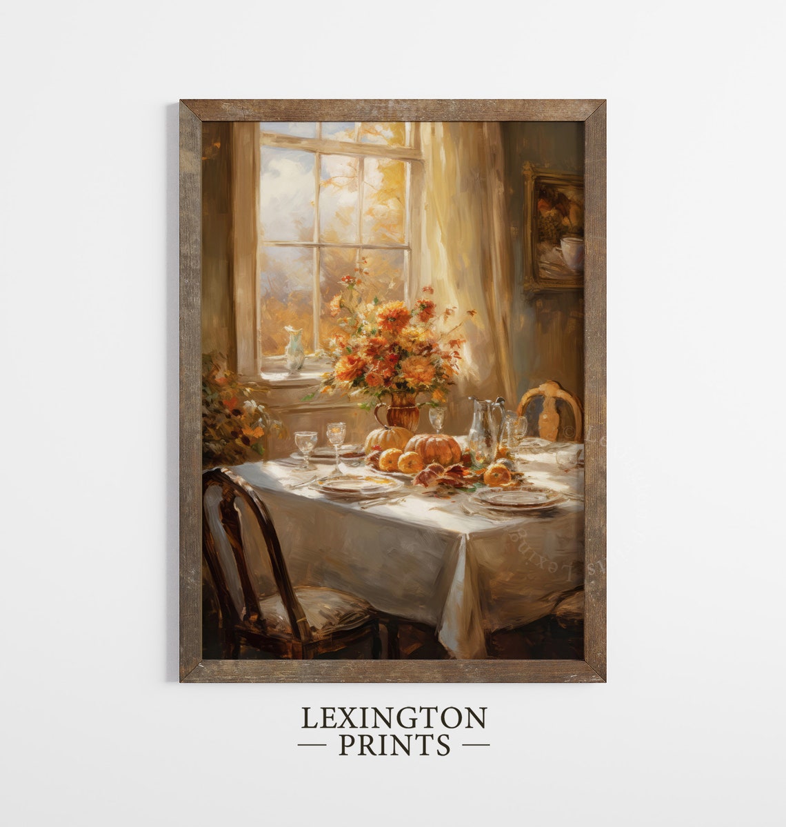 Thanksgiving Table Set for Dinner Fall Interior Painting Poster - Image 4