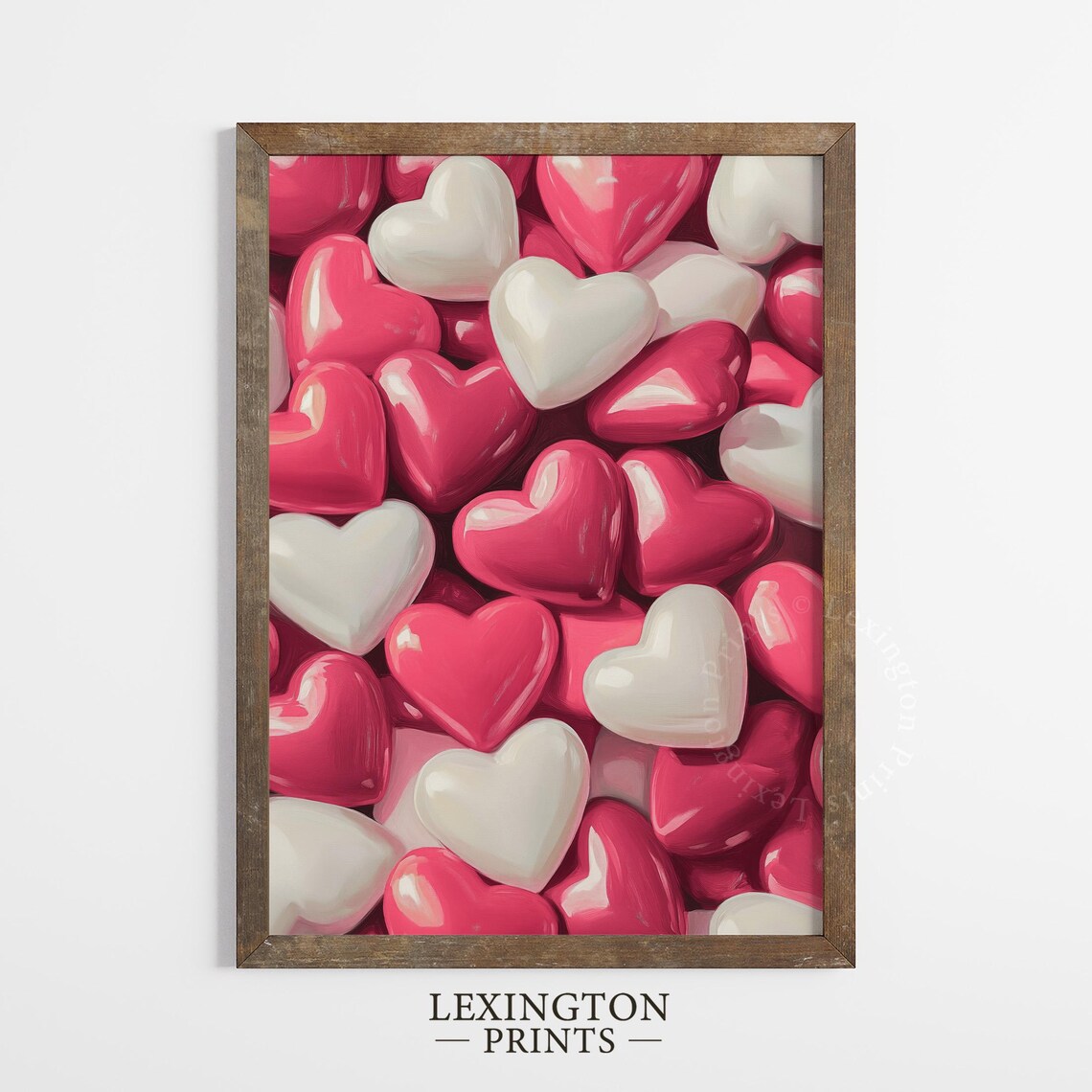 Glossy Pink White Candy Hearts Valentine Sweet Love Bedroom Poster - Image 4