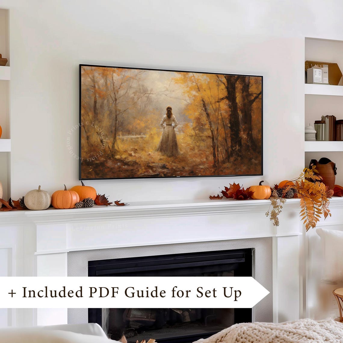 Woman In Forest Fall Frame Tv Art Fall Forest Wall Art Vintage Autumn Tv Art Frame Tv Art Woman Landscape Tv Art Moody Tv Art 266 - Image 8