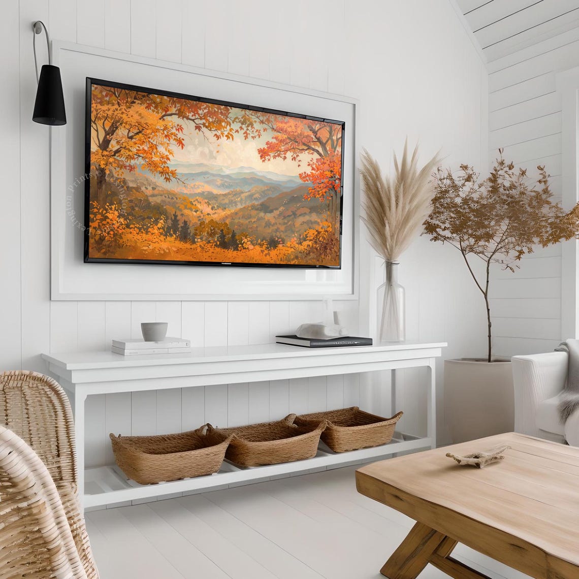 Fall Forest Mountain Valley in Autumn Colors Frame TV Art Poster - Image 4