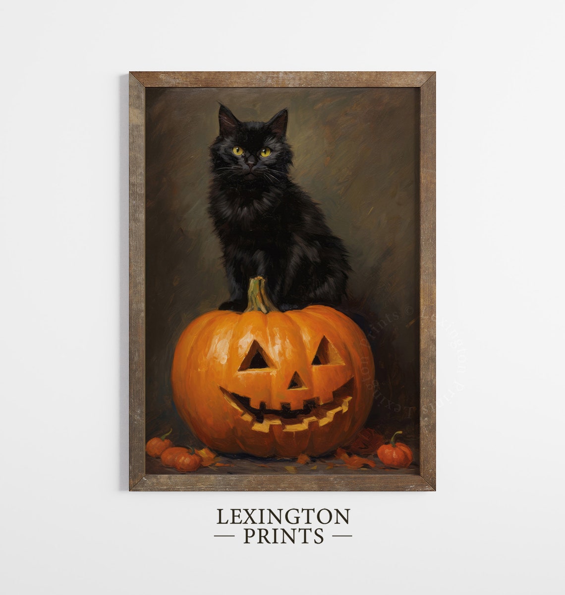Black Cat Sitting on Carved Jack O Lantern Spooky Halloween Poster - Image 8