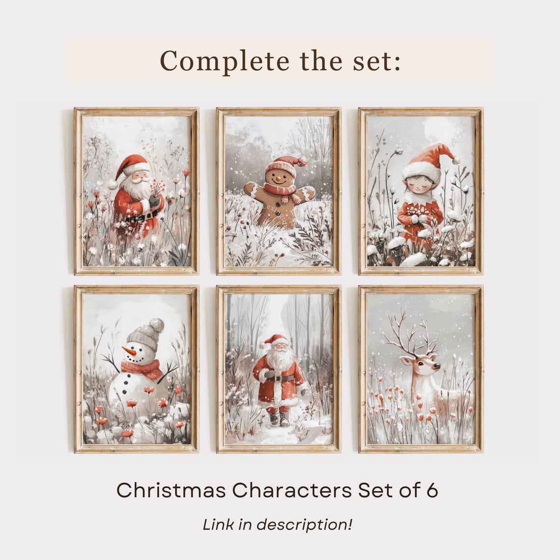 Santa Claus Strolling Through Snowy Birch Forest Christmas Wall Art - Image 2