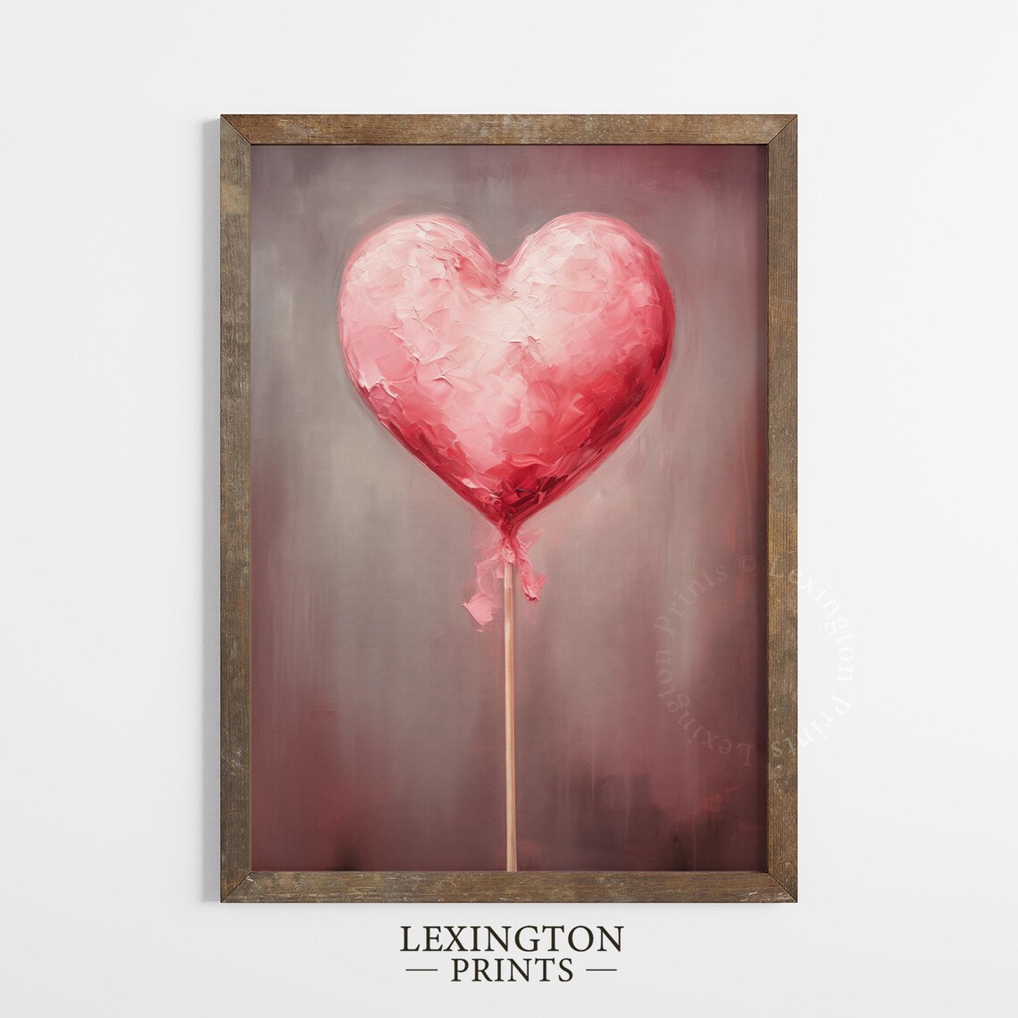 Pink Heart Lollipop Romantic Valentine Sweetheart Painting Art Print - Image 5