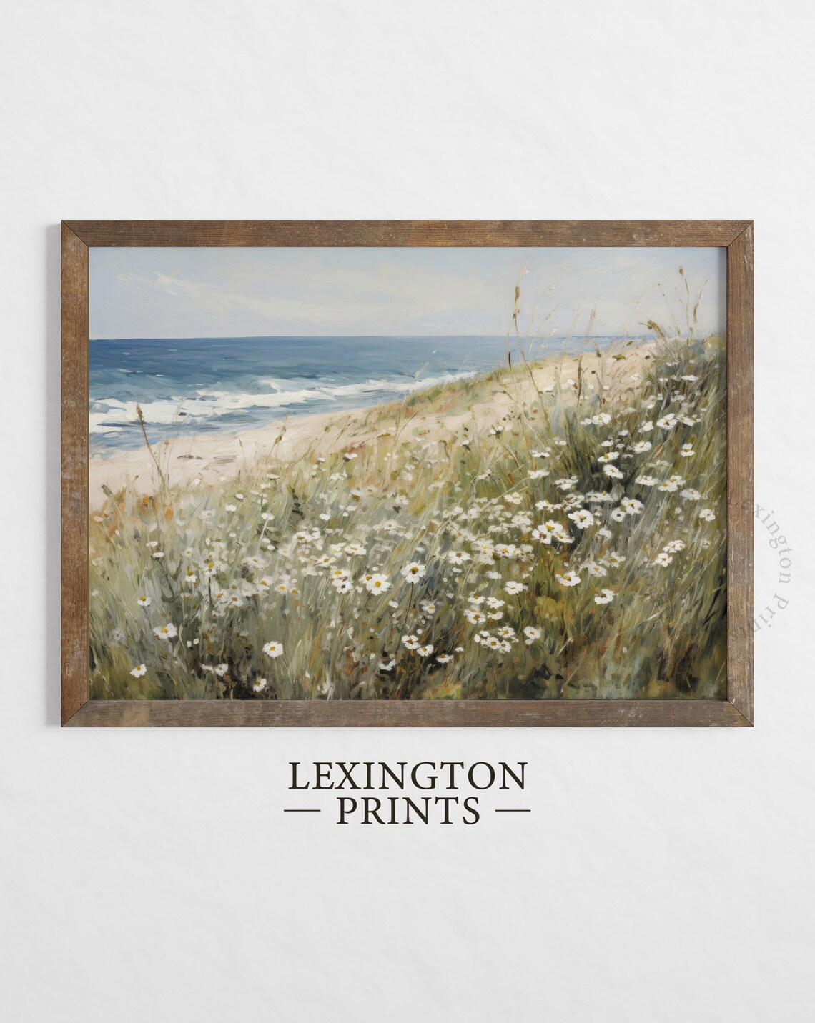Coastal Wildflower Daisy Field Beach Summer Painting Art Poster - Image 2