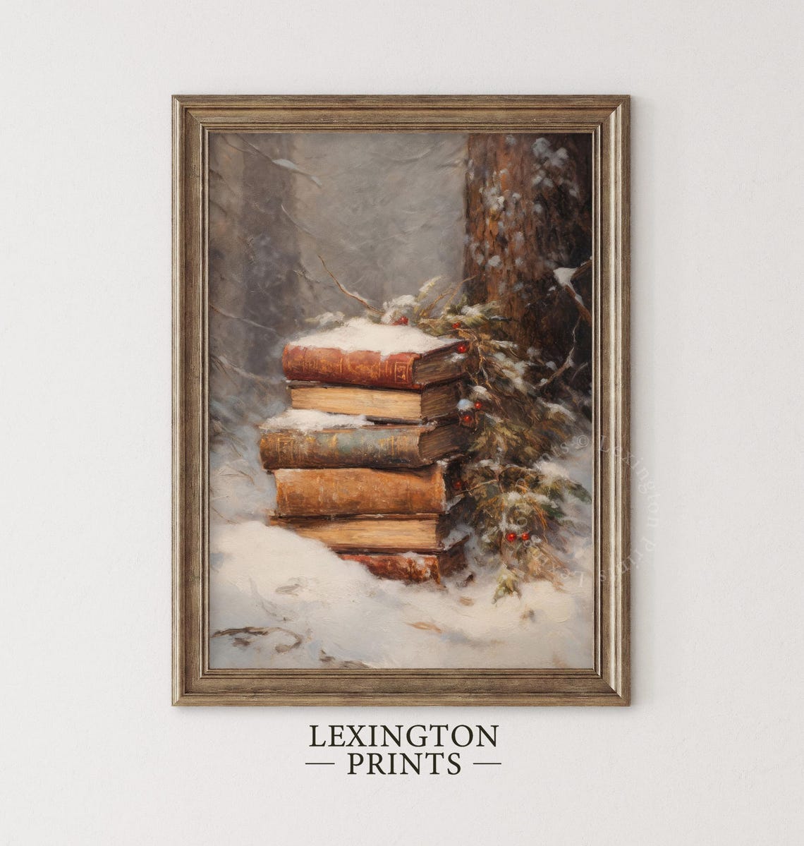 Snowy Christmas Wall Art Book Art Winter Vintage Christmas Print Winter Print Oil Painting Dark Academia Decor Holiday 354 - Image 4