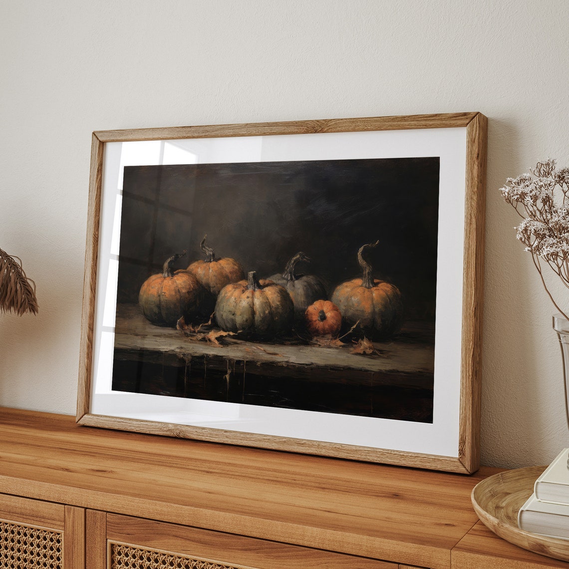 Moody Dark Pumpkin Still Life Rustic Autumn Farmhouse Poster - Image 5