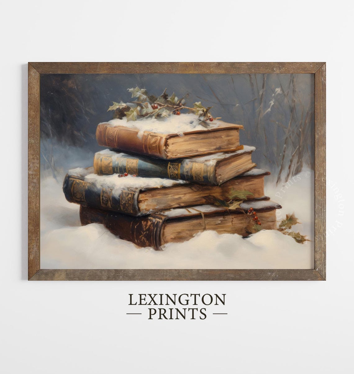 Snowy Christmas Wall Art Book Art Winter Vintage Christmas Print Winter Print Oil Painting Dark Academia Decor Holiday 356 - Image 6