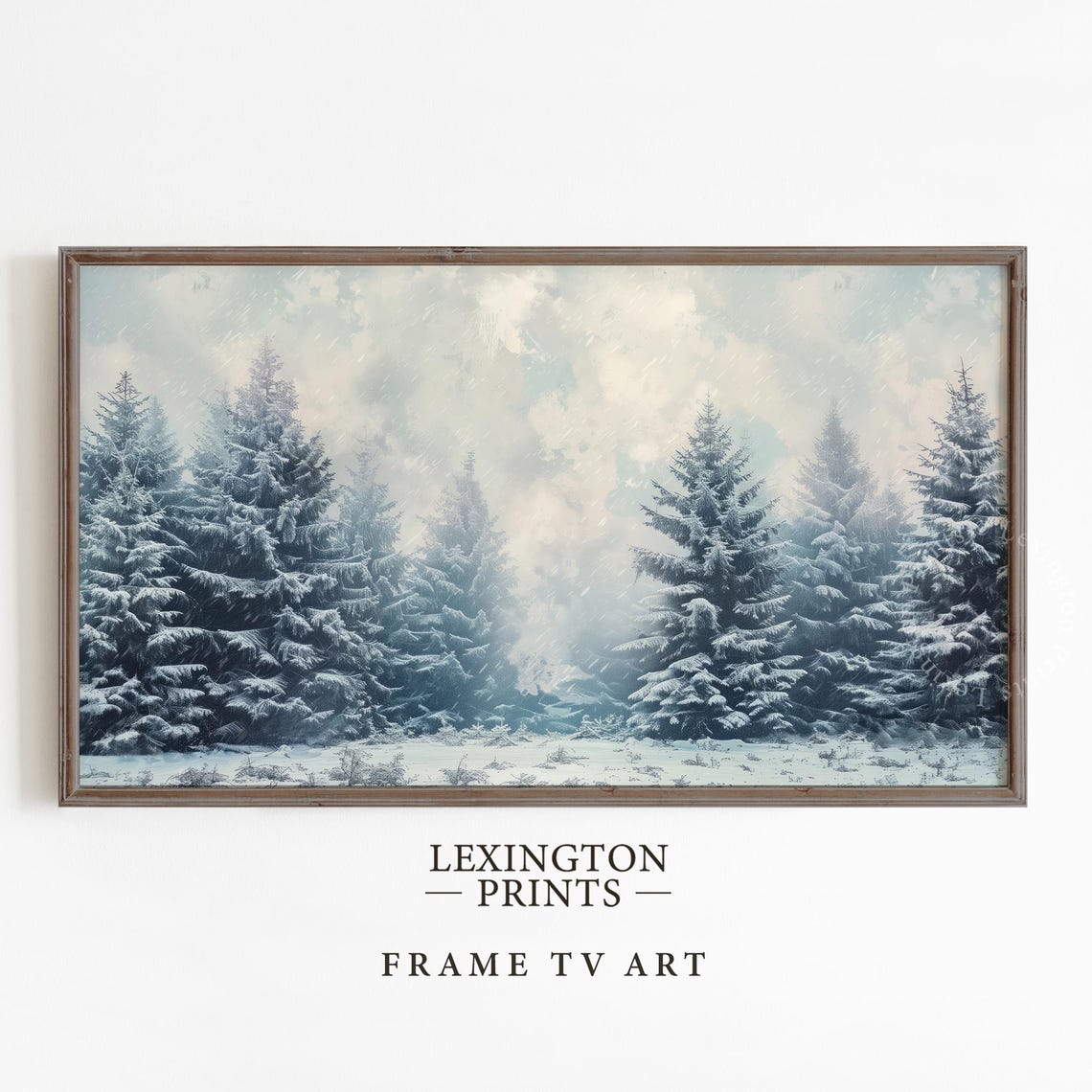Winter Forest Christmas Tree Tv Art Frame Tv Art Winter Tv Art Farmhouse Tv Art Snowy Landscape Painting Moody Blizzard Art 918 - Image 5