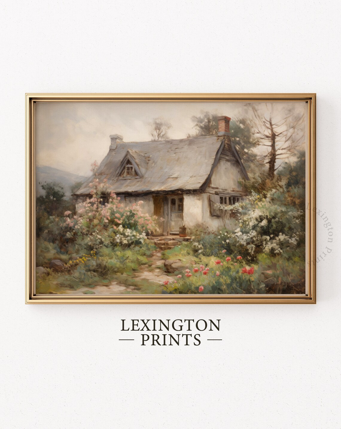 Charming Country Cottage Flower Garden Vintage Oil Painting Poster - Image 5