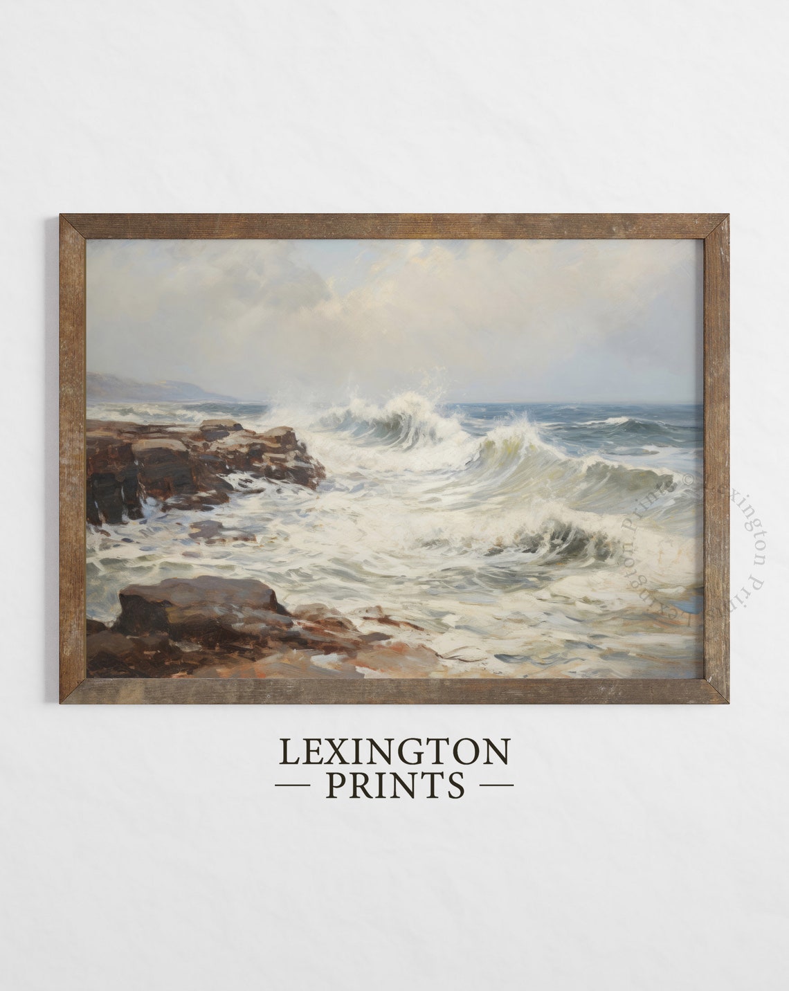 Moody Coastal Landscape Painting Vintage Coastal Print Beach Print Ocean Wall Art Dark Summer Print Oil Painting Vintage Art 680 - Image 6