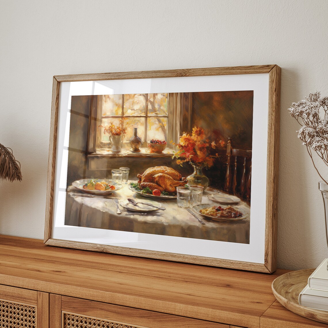 Thanksgiving Turkey Dinner Sunny Window Harvest Table Vintage Painting Poster - Image 7