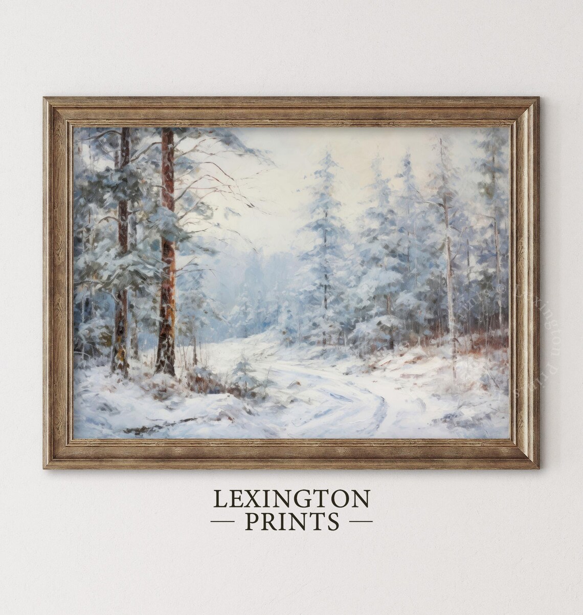 Snowy Winter Forest Path Classic Vintage Oil Painting Poster - Image 5
