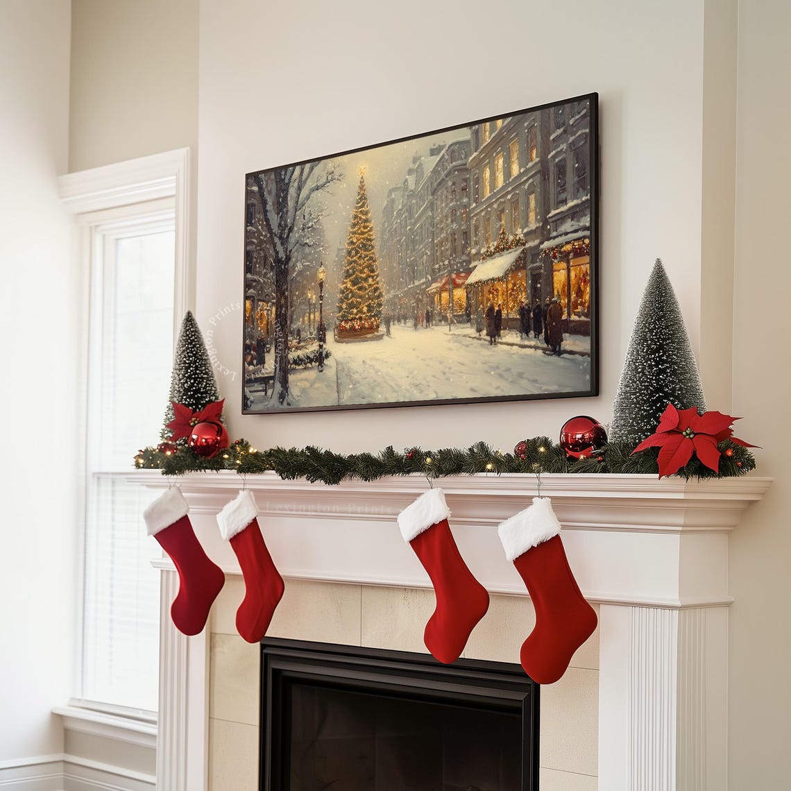 Vintage Christmas Tree Tv Art Winter Frame Tv Art Christmas Tv Art Holiday Tv Art Moody Holiday Decor City Tv Art Seasonal Tv Art 804 - Image 4