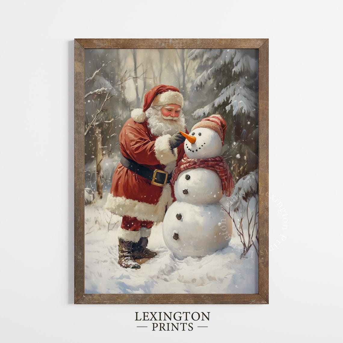 Santa Claus Building Snowman Print Christmas Wall Art Santa Painting Winter Wall Art Snowman Print Holiday Decor Farmhouse 960 - Image 5