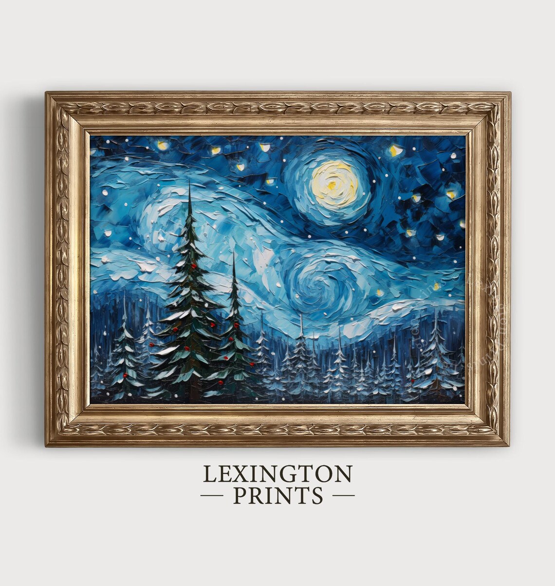 Christmas Starry Night Print Christmas Wall Art Van Gogh Art Christmas Print Winter Print Vintage Christmas Oil Painting Forest Wall Art 311 - Image 5